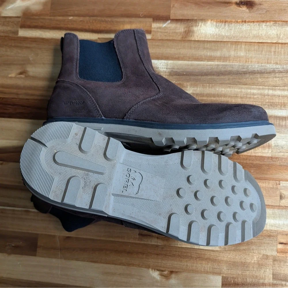 Sorel Men Chelsea Waterproof Suede Boots Dark Brown Size 12